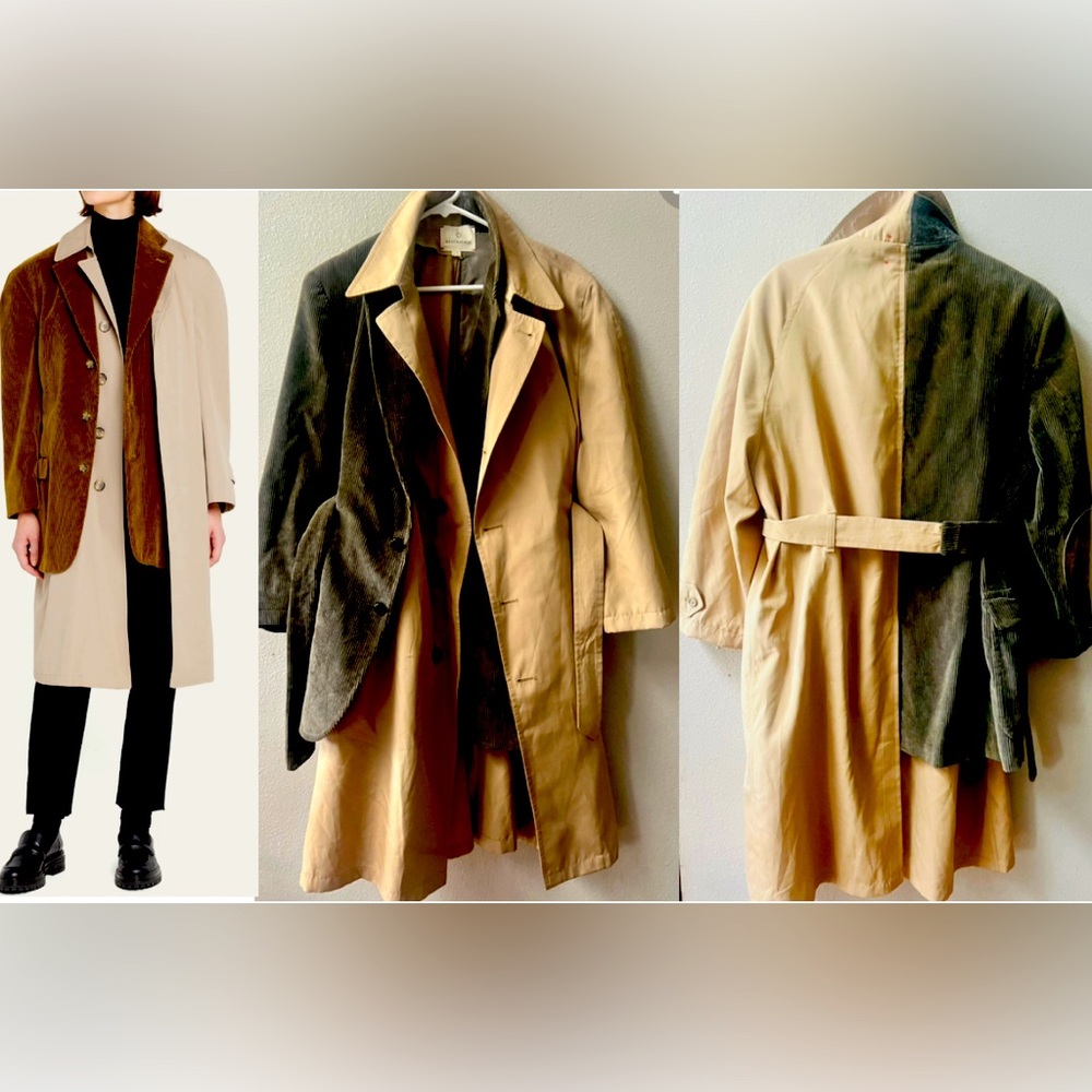 RENTRAYAGE Dr. Watson Mixed Media Layered Trench Coat Womens Size S~NEW